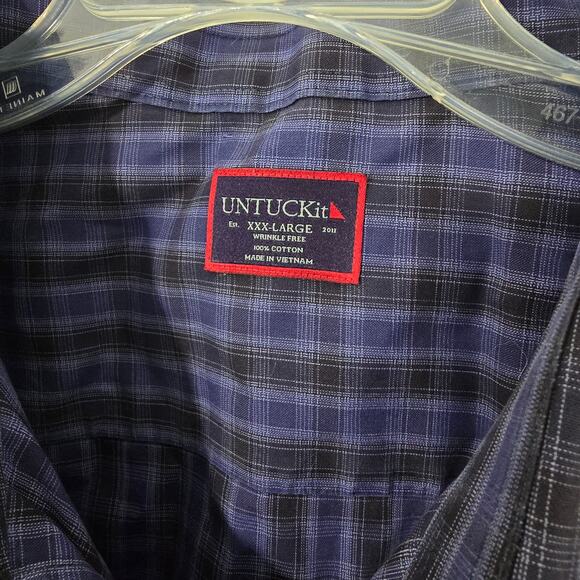 UNTUCKit Shirt Mens 3XL Purple Plaid Check Wrinkle Free Button Up Long Sleeve - Picture 3 of 7